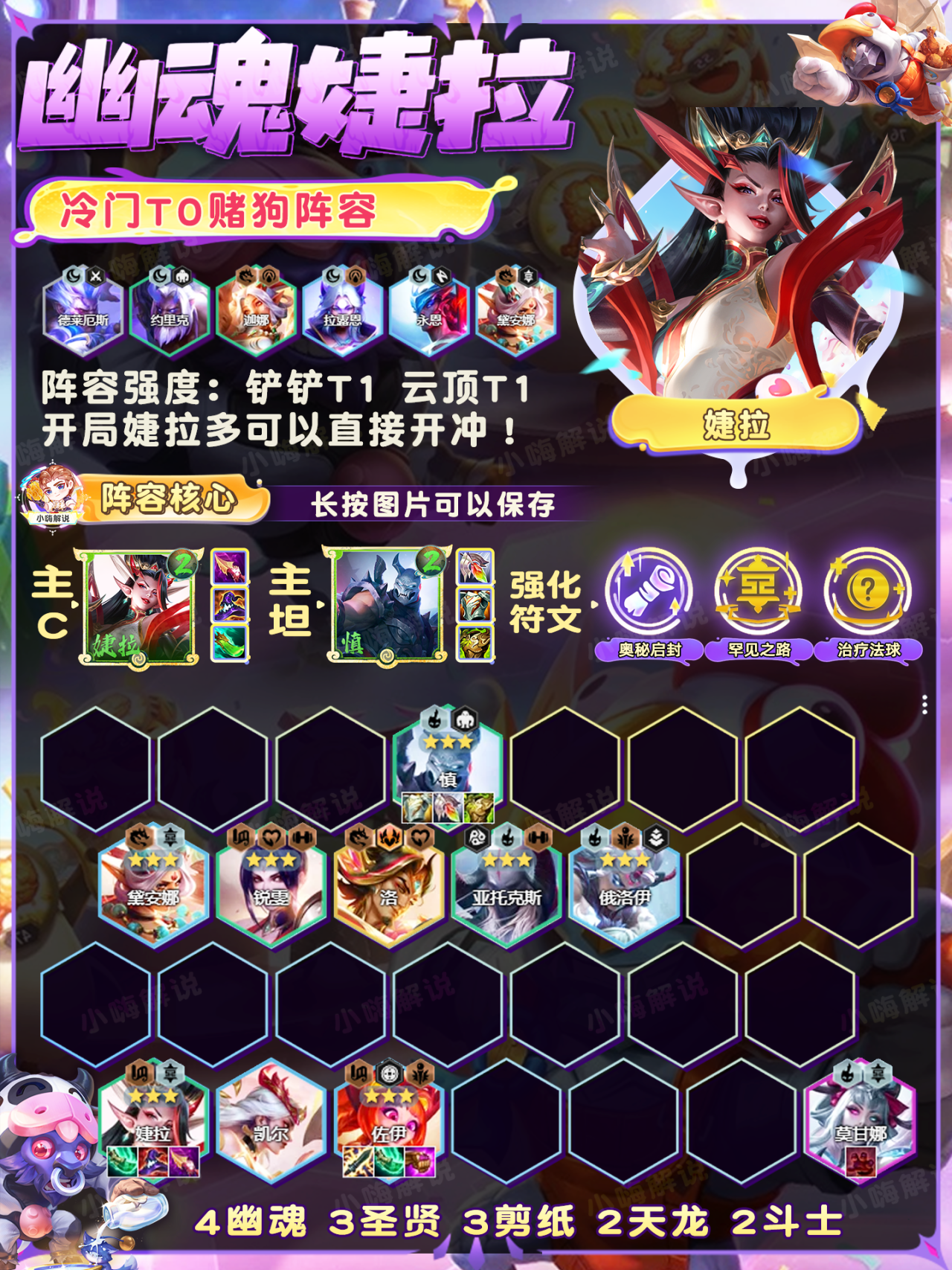 金铲铲之战：力压赛娜，登顶T0赌狗！婕拉，才是2费新神